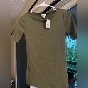 Sage green mid-shoulder top